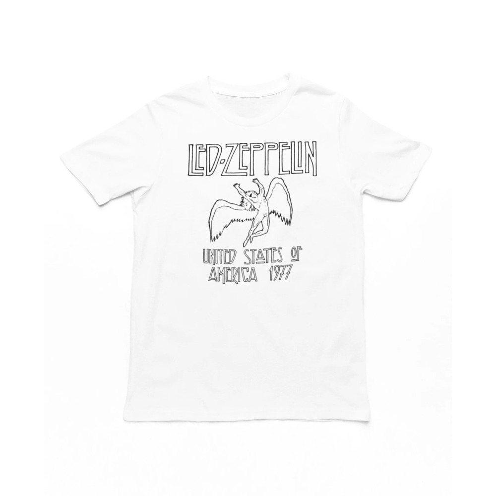 Led Zeppelin USA T Shirt Mens Rock And Roll Music Classic Band Tee New White